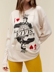 Sun Records X Elvis King Of Hearts Long Sleeve Merch In Dirty White - Dirty White