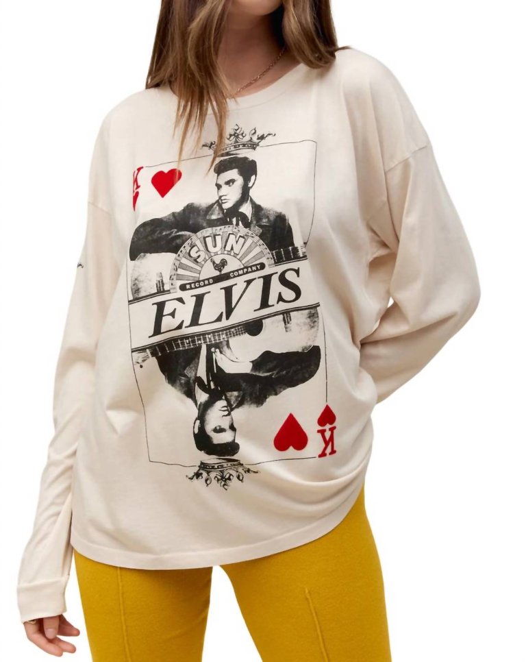 Sun Records X Elvis King Of Hearts Long Sleeve Tee - Dirty White