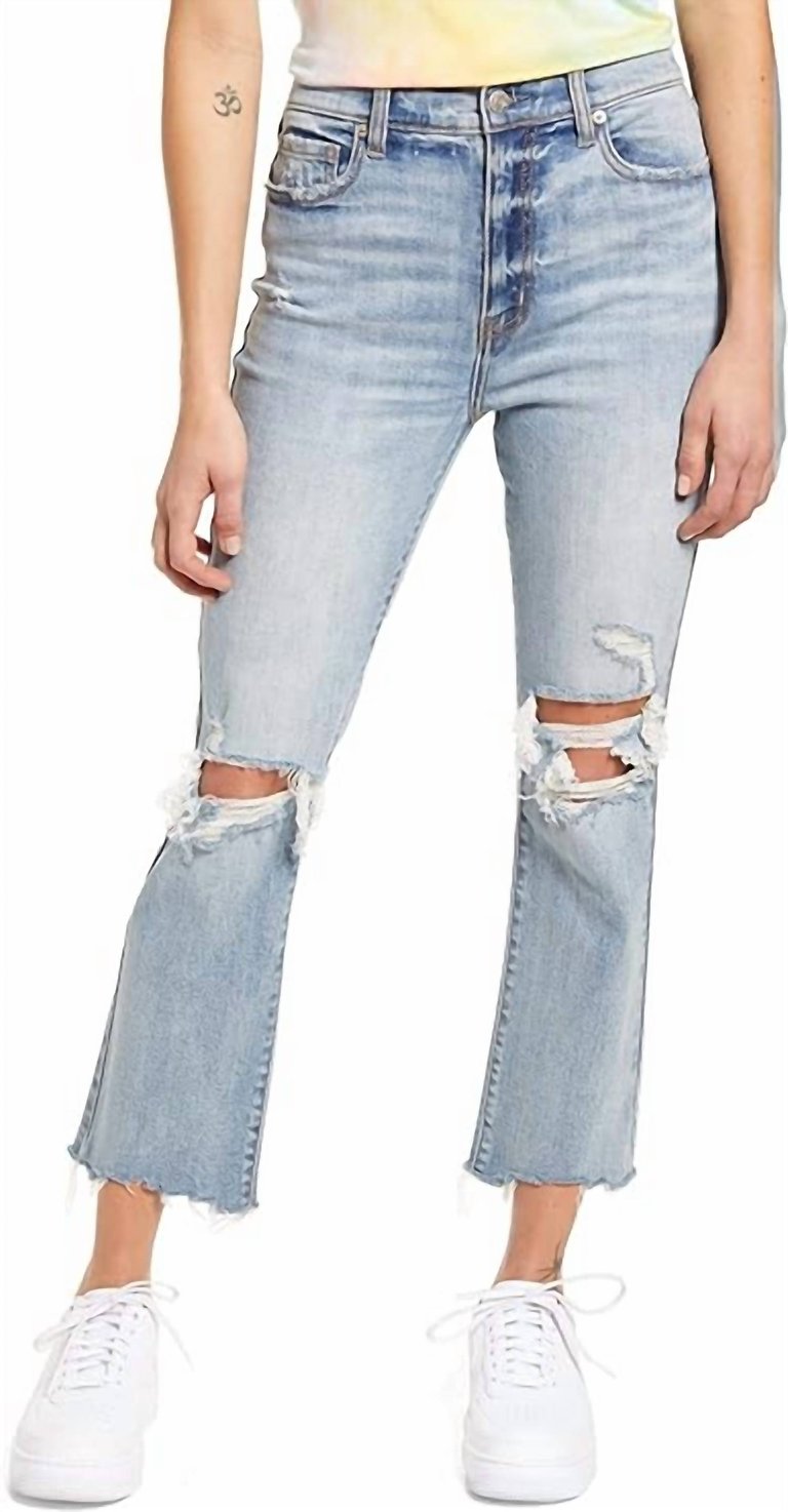 Shy Girl High Rise Crop Flare Jean In Jewel - Jewel