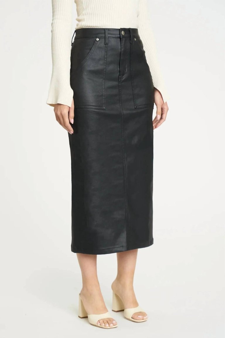 Sweetheart Midi Skirt In Coated Asphalt