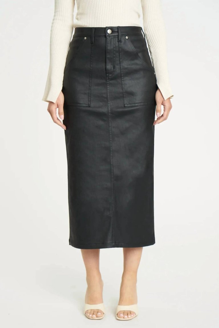 Sweetheart Midi Skirt In Coated Asphalt - Coated Asphalt