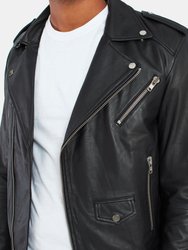 River Tonal Leather Biker Jacket