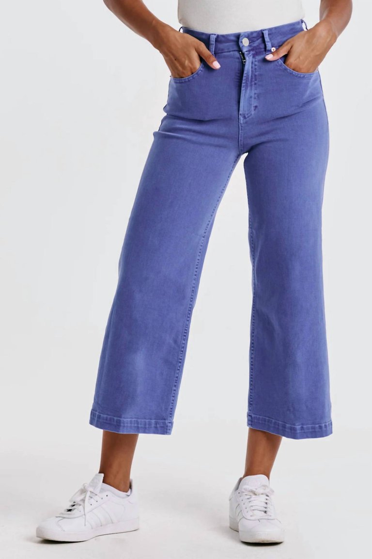 Audrey Cropped Wide Leg Jeans In Galactic Cobalt - Galactic Cobalt