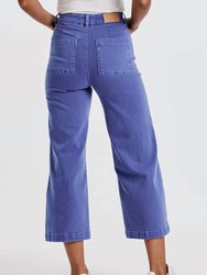 Audrey Cropped Wide Leg Jeans In Galactic Cobalt
