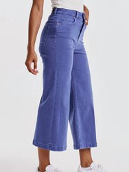 Audrey Cropped Wide Leg Jeans In Galactic Cobalt