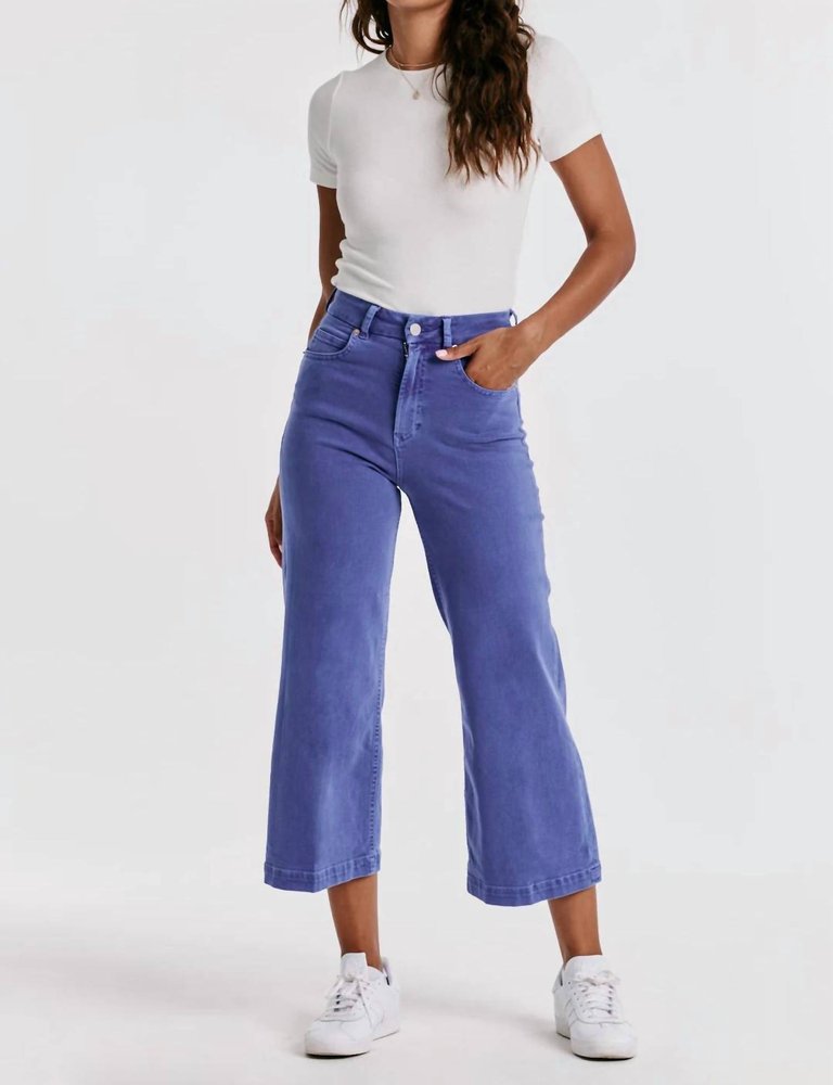 Audrey Cropped Wide Leg Jeans In Galactic Cobalt