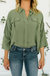 Charity 3/4 Sleeve Lace Front Blouse In Olive - Olive