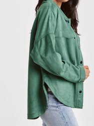 Gina Shacket In Nephrite Suede