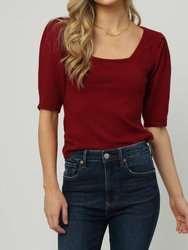 Isla Puffed Short Sleeve Top - Cranberry Red