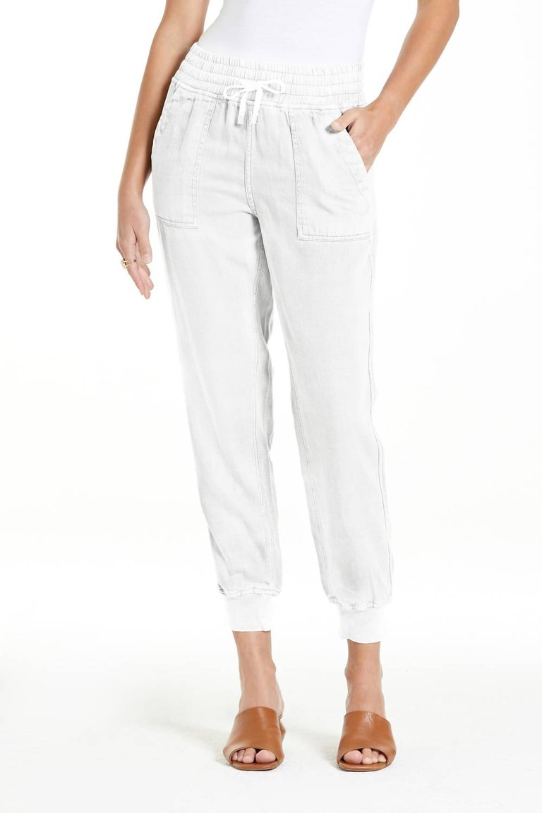 Jacey Super High Rise Cropped Jogger In White - White