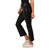 Jeanne Super High Rise Cropped Flare Vegan Leather Pants In Black