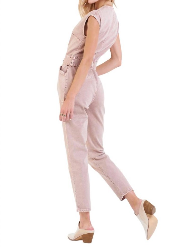 Nicole Denim Jumpsuit In Rose