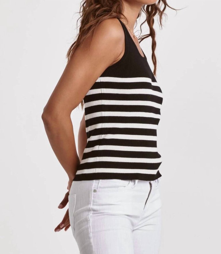 Oak Scoop Tank In Black/White Stripes