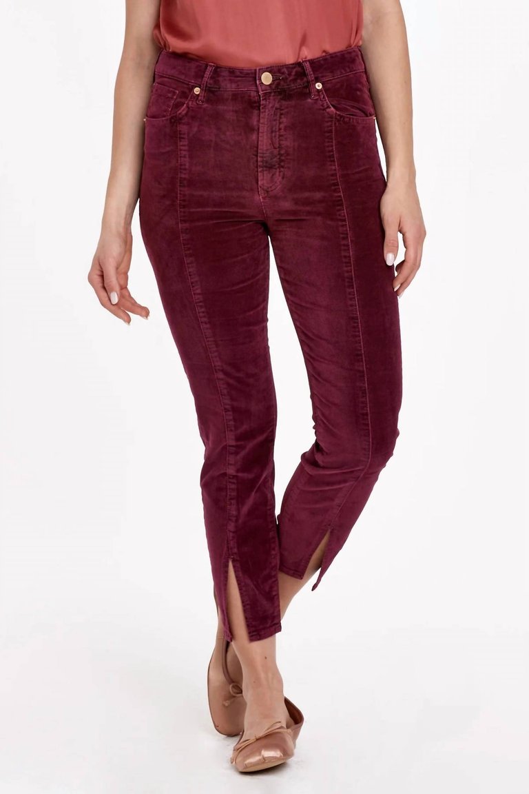 Stella Super High Rise Ankle Slim Straight Pants - Burgundy