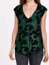 Yanis Sparkling Lily Top - Green