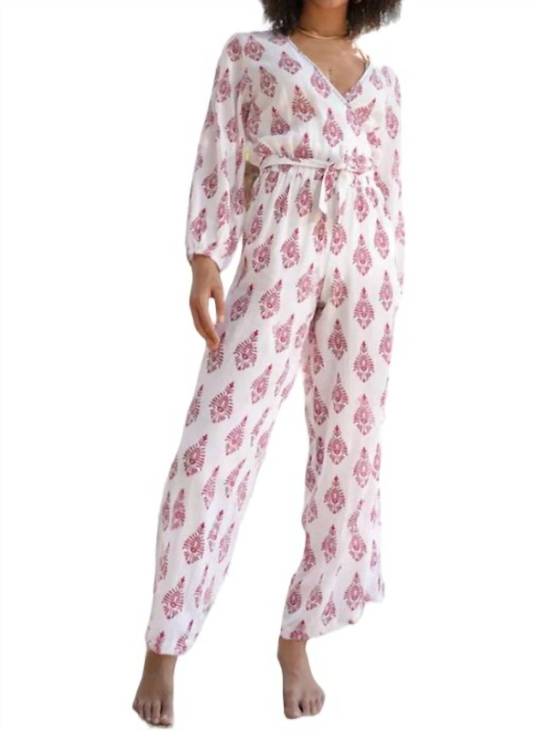 Georgia Jumpsuit In Red Ikat - Red Ikat