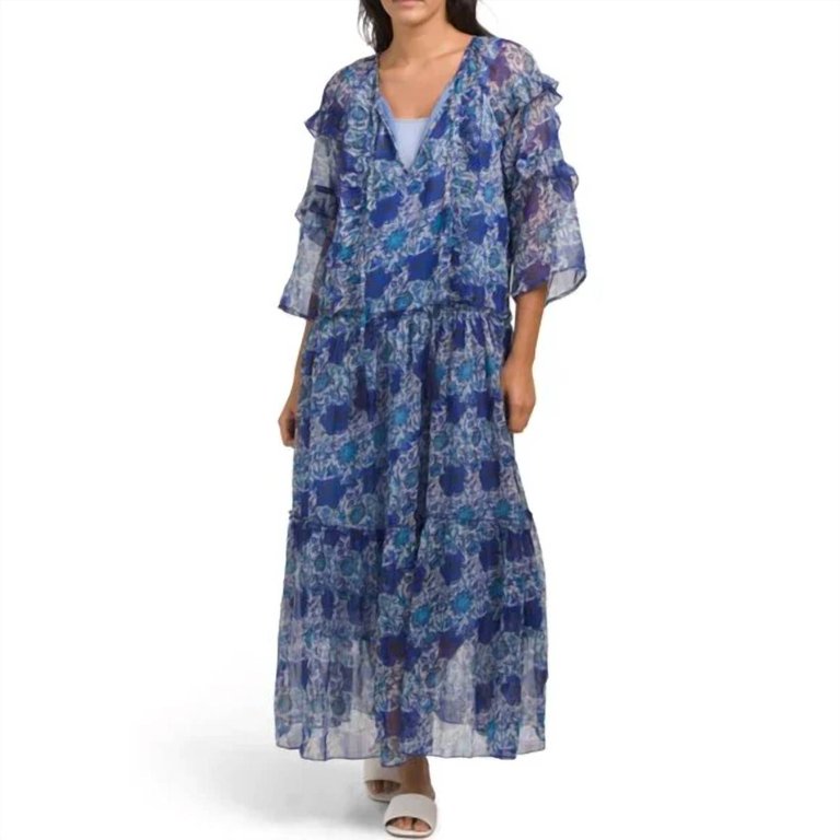 Mariah Chiffon Maxi Dress In Blue Combo - Blue Combo