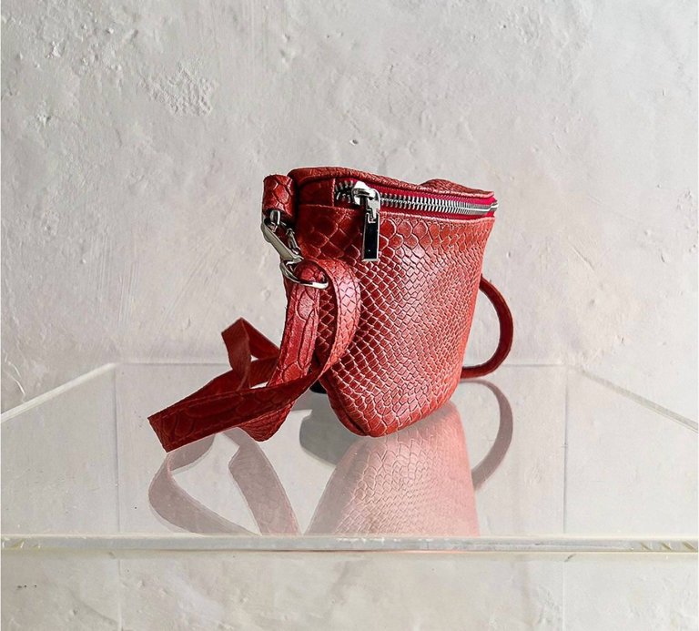 The Shelly Phyton Crossbody Bag In Red