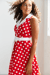 Adelaide Alluring Midi Dress In Red & White Polka Dots