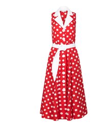 Adelaide Alluring Midi Dress In Red & White Polka Dots - Red & White Polka Dots