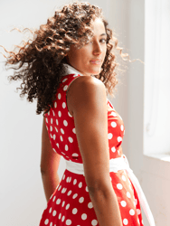 Adelaide Alluring Midi Dress In Red & White Polka Dots