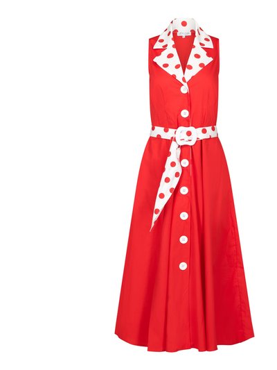 Deer You Adelaide Alluring Midi Dress in Red with White & Red Polka Dots product