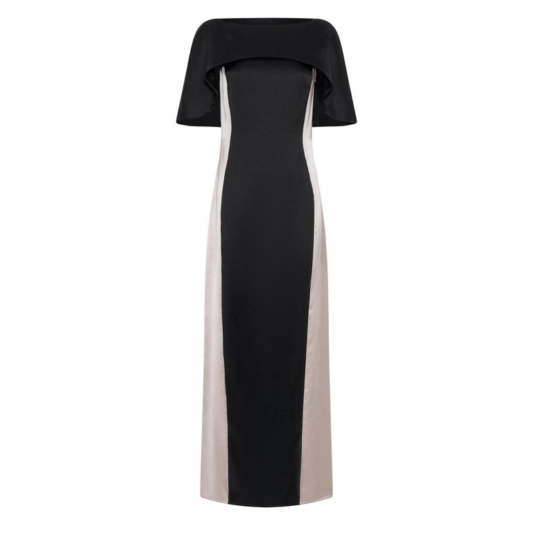 Audrey Adoring Silhouette Cape Dress - Black