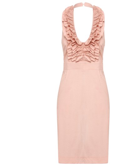 Deer You Betsy Beauty Frill Neck Halter Dress In Pink Pin Spot product