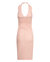 Betsy Beauty Frill Neck Halter Dress In Pink Pin Spot