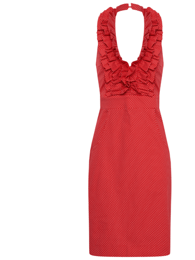 Deer You Betsy Beauty Frill Neck Halter Dress In Red Pin Spot product