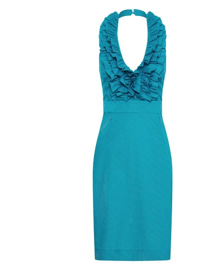 Deer You Betsy Beauty Frill Neck Halter Dress In Teal Pin Spot product
