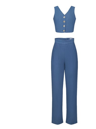 Deer You Esme Enchanting Crop Top and Tailored Pant In Blue Chambray product