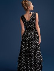 Kate Kissing Multi Tier Maxi Dress In Black