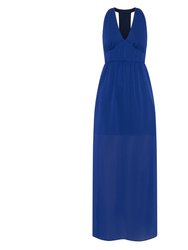 Odette Halter Full Length Gown In Cobalt Blue - Cobalt Blue