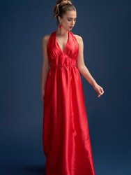 Odette Halter Full length Gown In Red