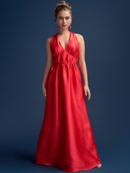 Odette Halter Full length Gown In Red