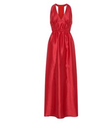 Odette Halter Full length Gown In Red - Red