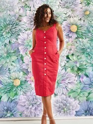 Queenie Quintessential Sweetheart High Waisted Dress In Red Pin Spot