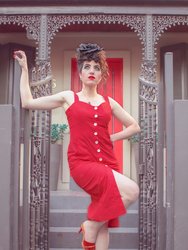 Queenie Quintessential Sweetheart High Waisted Dress In Red Pin Spot