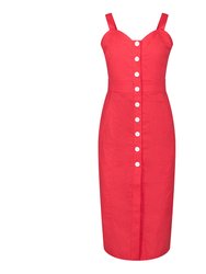 Queenie Quintessential Sweetheart High Waisted Dress In Red Pin Spot - Red Pin Spot