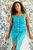 Queenie Quintessential Sweetheart High Waisted Dress In Teal Pin Spot