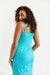 Queenie Quintessential Sweetheart High Waisted Dress In Teal Pin Spot