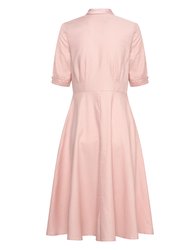 Stella Skipping Fit & Flare Dress With Bow collar In Dusty Pink Pin Spot