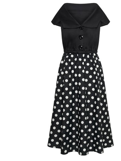 Deer You Tatiana Twirling Dress With Cape Collar And Full Skirt In Black & White Polka Dot product