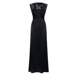 Victoria Vacationing Black Full Length Gown With Lace Back