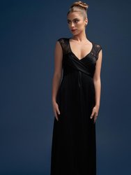 Victoria Vacationing Black Full Length Gown With Lace Back