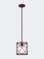 1-Light Bronze Industrial Pendant Light With Adjustable Hanging Rod