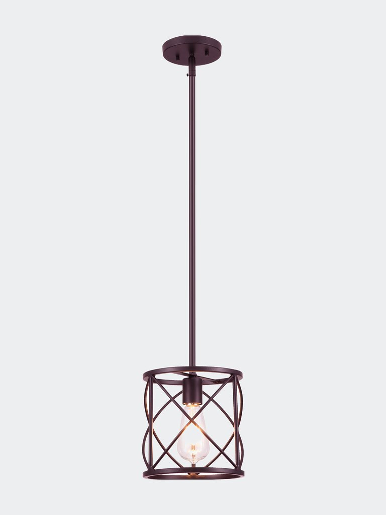 1-Light Bronze Industrial Pendant Light With Adjustable Hanging Rod