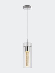 1-Light Cylinder Pendant Light With Integrated LED And Glass Shade