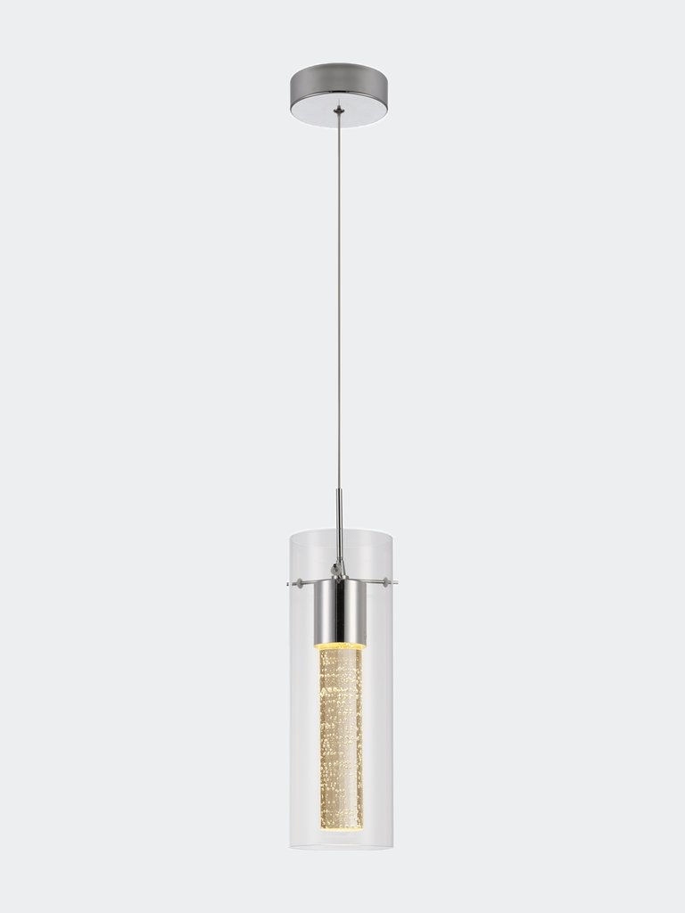 1-Light Cylinder Pendant Light With Integrated LED And Glass Shade